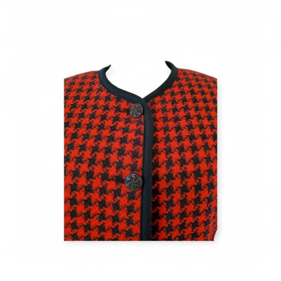 VTG Alfred Dunner 2PC Red & Navy Houndstooth Skirt Suit – Petite (10/6) - Picture 7 of 12